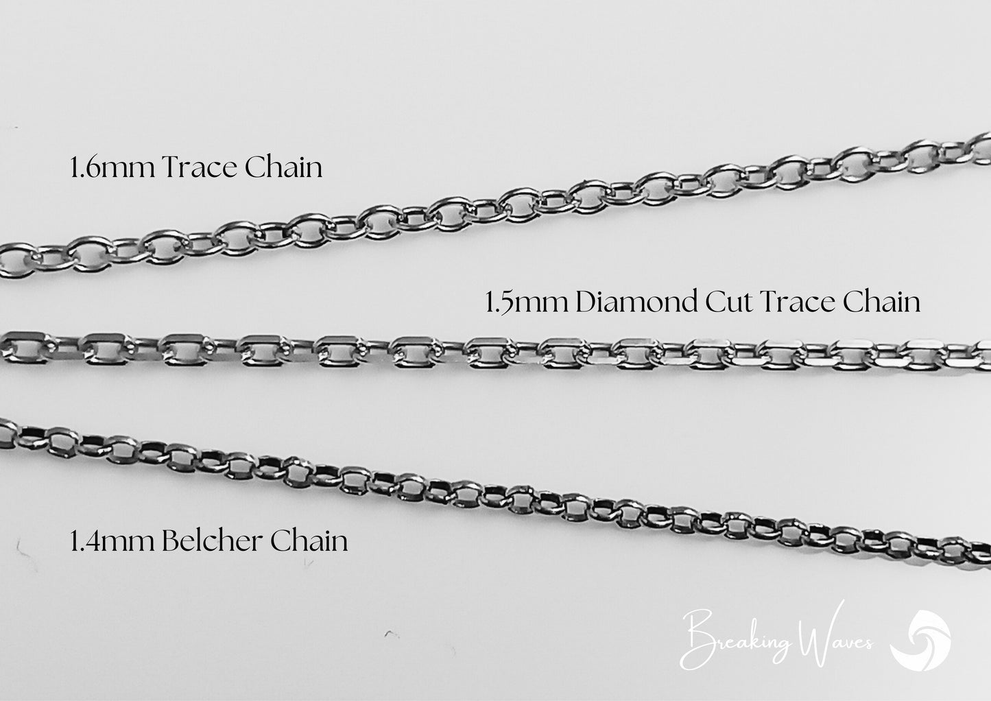 three types of chain to choose for the Angel Wings Heart Shape Necklace