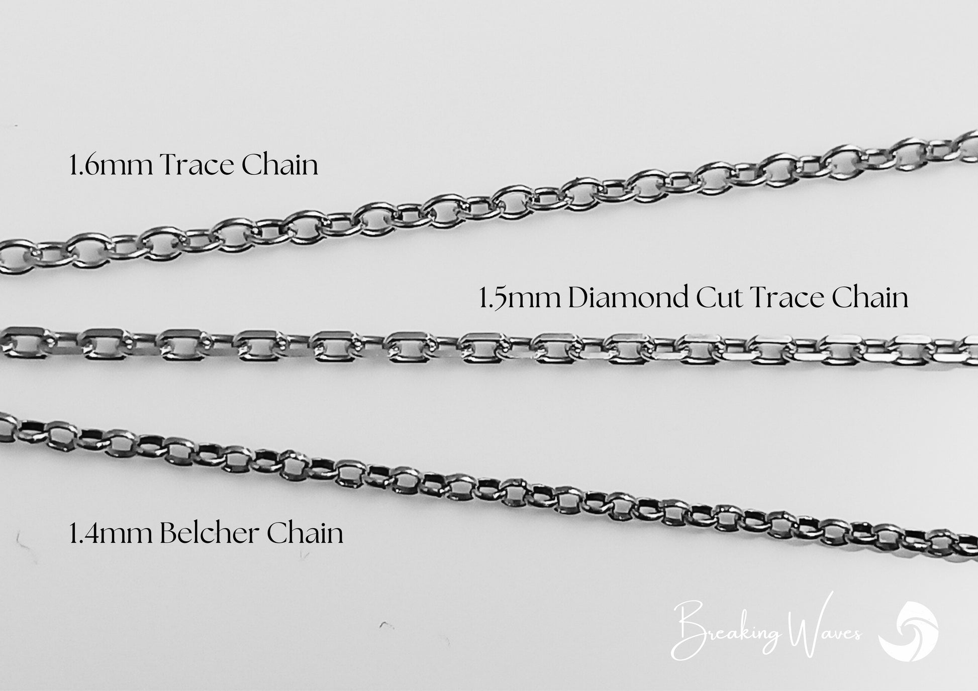 three types of chain to choose for the Angel Wings Heart Shape Necklace